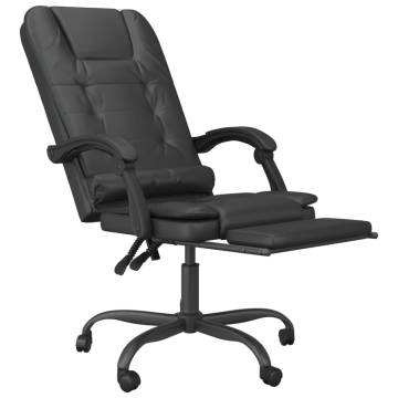 Massage Reclining Office Chair - Black Faux Leather | HipoMarket