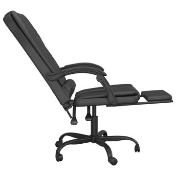 Massage Reclining Office Chair - Black Faux Leather | HipoMarket