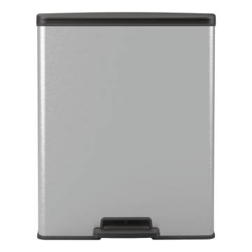 Curver Deco Pedal Bin 65L Silver - Stylish & Easy to Clean