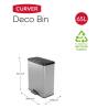 Curver Deco Pedal Bin 65L Silver - Stylish & Easy to Clean