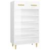 High Gloss White Shoe Cabinet 60x35x105 cm - Hipomarket UK