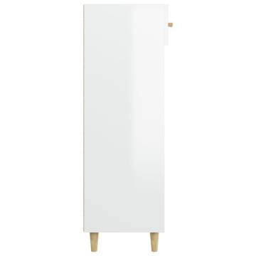 High Gloss White Shoe Cabinet 60x35x105 cm - Hipomarket UK