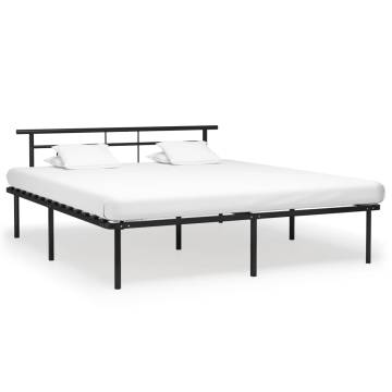 Elegant Black Metal Bed Frame 180x200 cm Super King