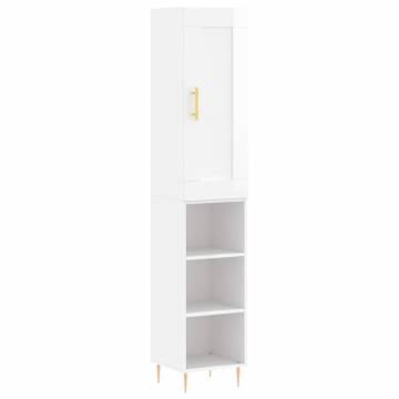 Stylish Highboard High Gloss White - 34.5x34x180 cm