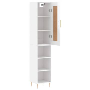 Stylish Highboard High Gloss White - 34.5x34x180 cm