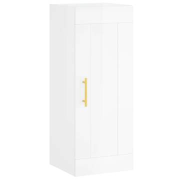 Stylish Highboard High Gloss White - 34.5x34x180 cm