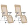 Folding Camping Chairs with Footrests 2 pcs Cream Textilene Colour cream Quantity in Package 2 