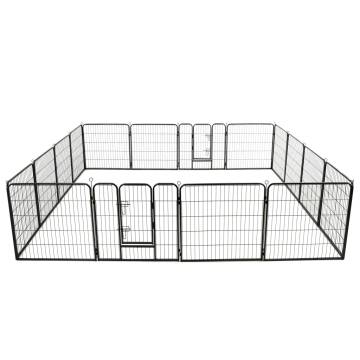 Dog Playpen 16 Panels Steel 80x80 cm Black - Safe & Durable