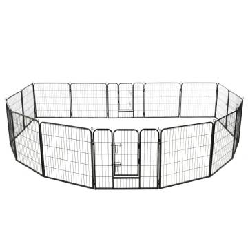 Dog Playpen 16 Panels Steel 80x80 cm Black - Safe & Durable