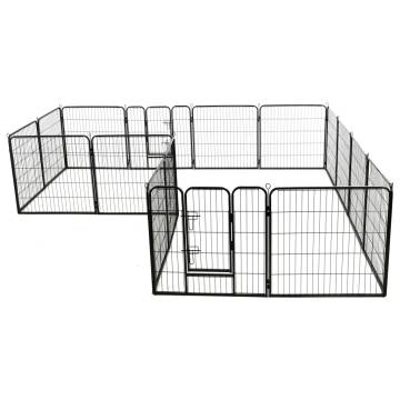 Dog Playpen 16 Panels Steel 80x80 cm Black - Safe & Durable