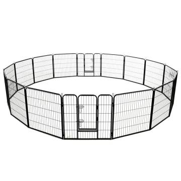 Dog Playpen 16 Panels Steel 80x80 cm Black - Safe & Durable