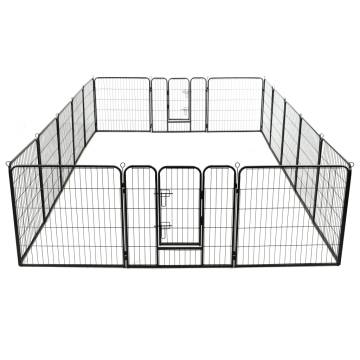 Dog Playpen 16 Panels Steel 80x80 cm Black - Safe & Durable