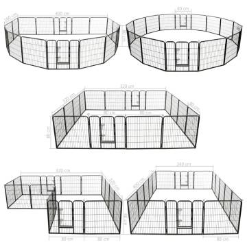 Dog Playpen 16 Panels Steel 80x80 cm Black - Safe & Durable