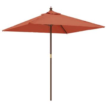 Terracotta Garden Parasol with Wooden Pole | 198x198 cm