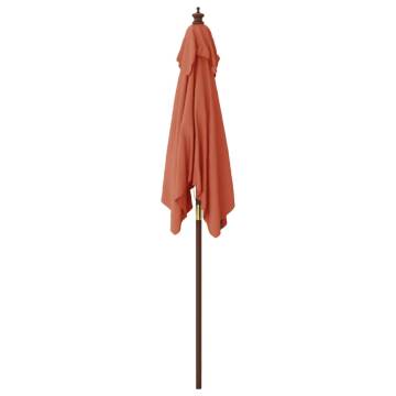 Terracotta Garden Parasol with Wooden Pole | 198x198 cm