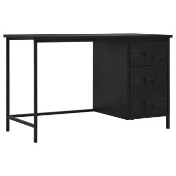 Industrial Black Desk with Drawers - 120x55x75 cm Steel