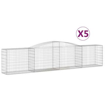 Arched Gabion Baskets 5 pcs - Galvanised Iron | Hipomarket UK