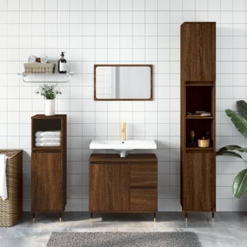 Bathroom Cabinet Brown Oak 30x30x190 cm - Durable & Stylish