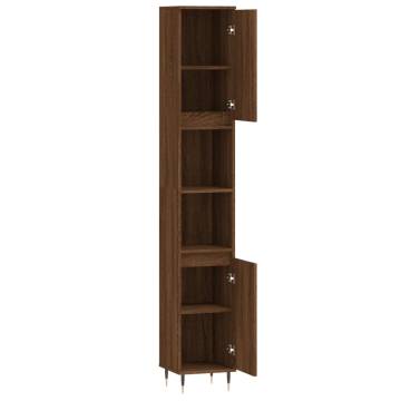 Bathroom Cabinet Brown Oak 30x30x190 cm - Durable & Stylish