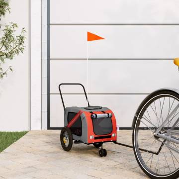 Durable Pet Bike Trailer - Orange & Black Oxford Fabric