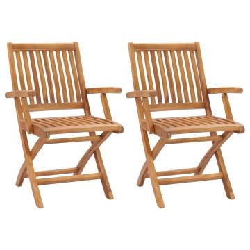 Folding Garden Chairs 2 pcs Solid Teak Wood - Stylish & Durable