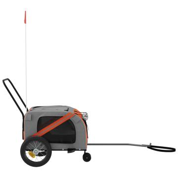 Durable Pet Bike Trailer - Orange & Black Oxford Fabric