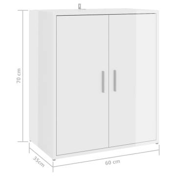 High Gloss White Shoe Cabinet - 60x35x70 cm | HipoMarket