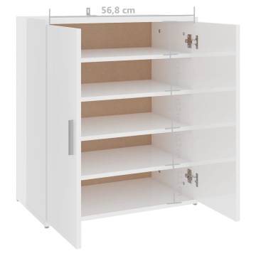 High Gloss White Shoe Cabinet - 60x35x70 cm | HipoMarket