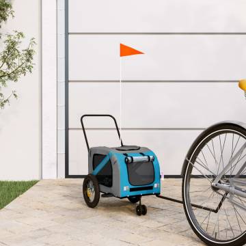 Pet Bike Trailer - Blue & Black Durable Oxford Fabric