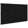 Elegant Black Wall Headboard - Solid Pine Wood 204x3x110 cm