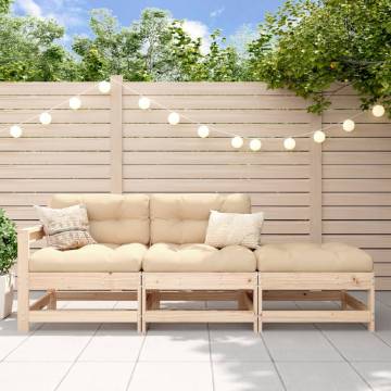 3 Piece Garden Lounge Set - Solid Wood Pine | HipoMarket