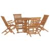 5 Piece Folding Outdoor Dining Set - Solid Teak Wood