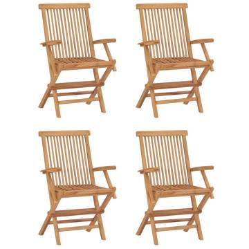 5 Piece Folding Outdoor Dining Set - Solid Teak Wood