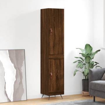 Stylish Highboard in Brown Oak | 34.5x34x180 cm Engineered Wood