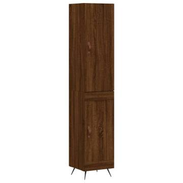 Stylish Highboard in Brown Oak | 34.5x34x180 cm Engineered Wood