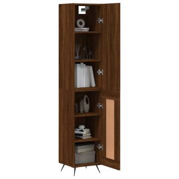 Stylish Highboard in Brown Oak | 34.5x34x180 cm Engineered Wood