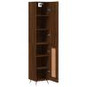 Stylish Highboard in Brown Oak | 34.5x34x180 cm Engineered Wood