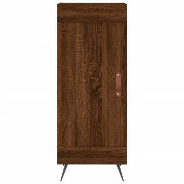 Stylish Highboard in Brown Oak | 34.5x34x180 cm Engineered Wood