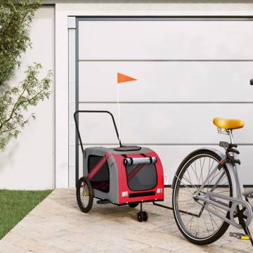 Pet Bike Trailer - Red & Grey Oxford Fabric | HipoMarket UK