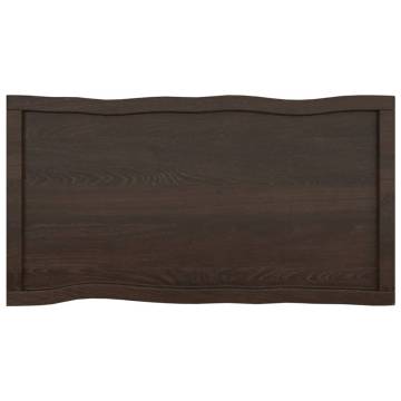 Table Top Dark Brown Solid Wood Live Edge | 100x50cm