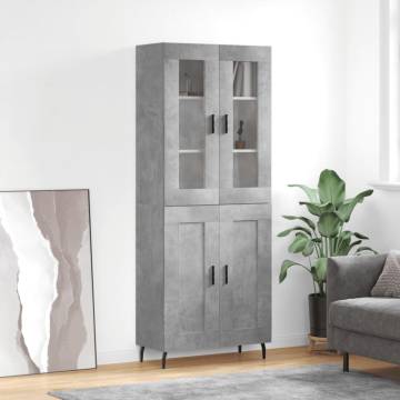 Stylish Highboard in Concrete Grey | 69.5 x 34 x 180 cm