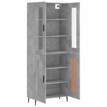 Stylish Highboard in Concrete Grey | 69.5 x 34 x 180 cm