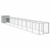 Light Grey Chicken Cage with Run - 110x1017 cm Galvanised Steel