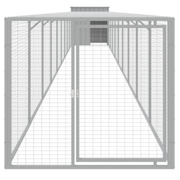 Light Grey Chicken Cage with Run - 110x1017 cm Galvanised Steel