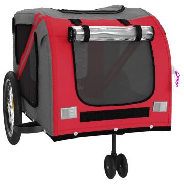 Pet Bike Trailer - Red & Grey Oxford Fabric | HipoMarket UK