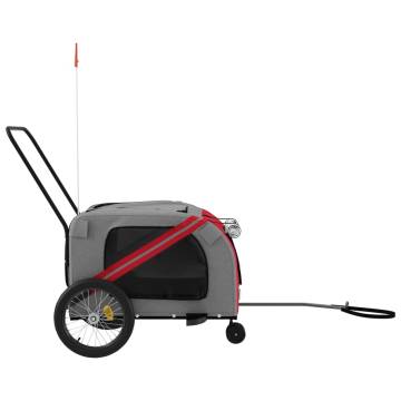 Pet Bike Trailer - Red & Grey Oxford Fabric | HipoMarket UK