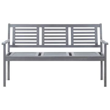 3-Seater Garden Bench - Grey Eucalyptus Wood - Hipomarket