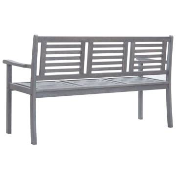 3-Seater Garden Bench - Grey Eucalyptus Wood - Hipomarket