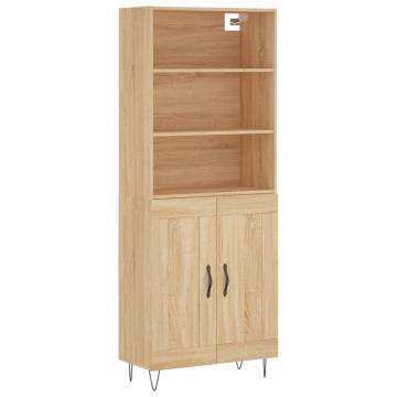 Stylish Highboard Sonoma Oak 69.5x34x180 cm - Hipomarket