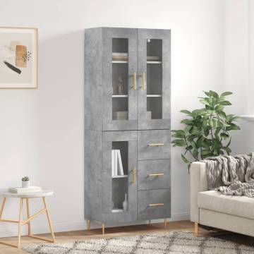 Stylish Highboard Concrete Grey - 69.5x34x180 cm | HipoMarket